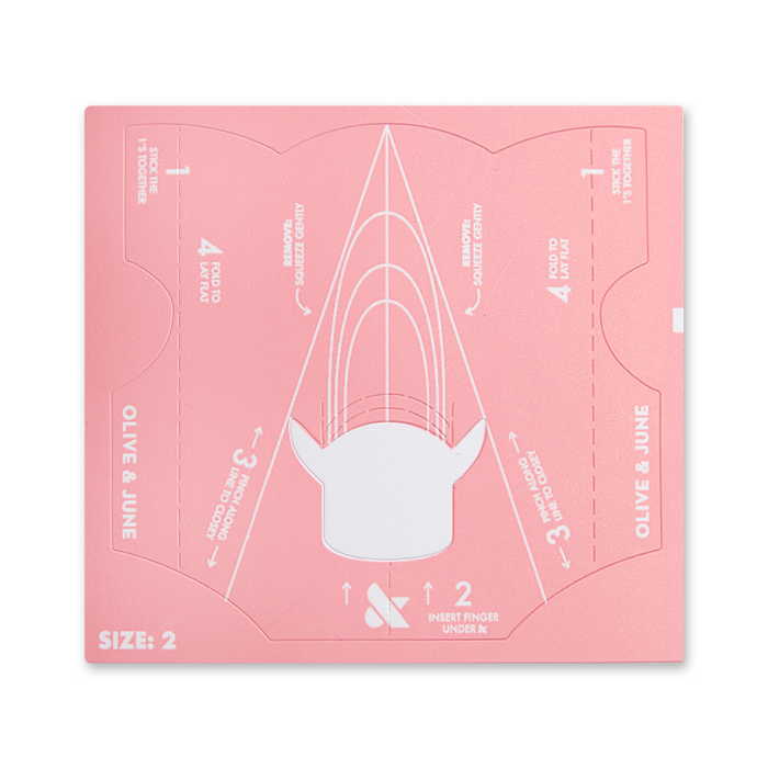 Easy Fit Nail Forms Pack size 2 pink nail sculpting guide sheet with white markings by Olive and June