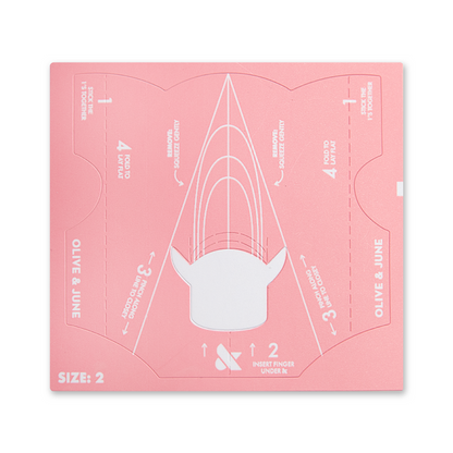 Easy Fit Nail Forms Pack size 2 pink nail sculpting guide sheet with white markings by Olive and June