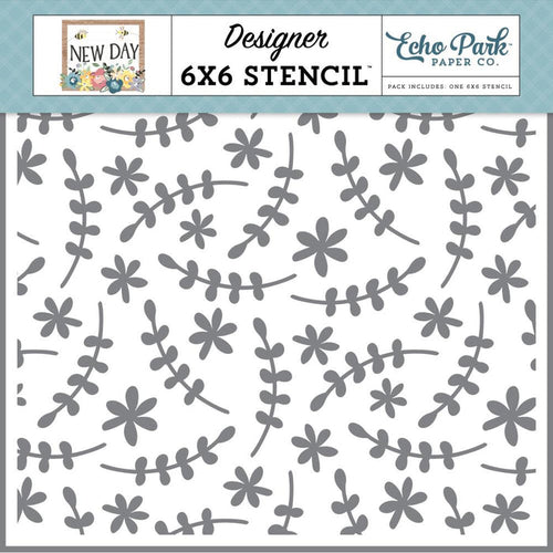 Echo Park - Stencil 6"X6" - Springtime Florals. Available at Embellish Away located in Bowmanville Ontario Canada.