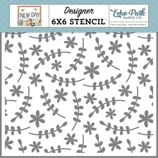 Echo Park - Stencil 6"X6" - Springtime Florals. Available at Embellish Away located in Bowmanville Ontario Canada.