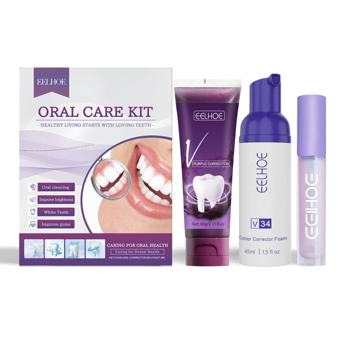 EELHOE Oral Care White Teeth Kit – Purple Whitening System Toothpaste set EELHOE COSMETICS