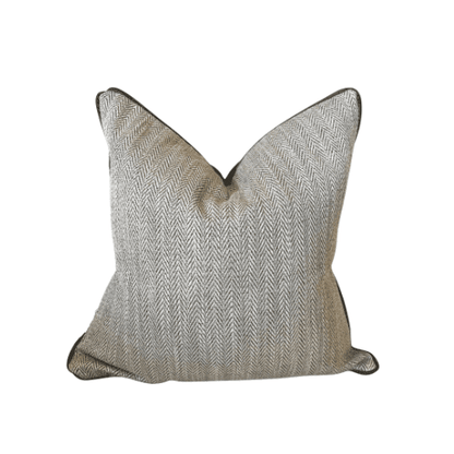 Elsie Brown Herringbone Reversible Cushion Cover with Satin Piping - 50x50cm Textiles