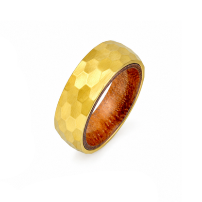 Emberwood Gold-Plated Stainless Steel Ring with Hardwood Inlay
