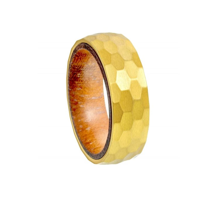 Emberwood Gold-Plated Stainless Steel Ring with Hardwood Inlay