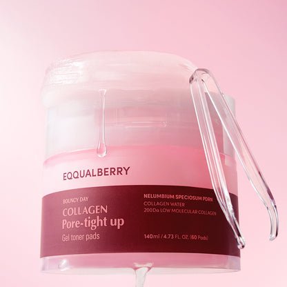Eqqualberry Collagen Pore - Tight Up Gel Toner Pads (60 Pads) وسادات تونر جل الكولاجين لشد المسام من إيكوالبيري - Princess Cosmetics Qatar