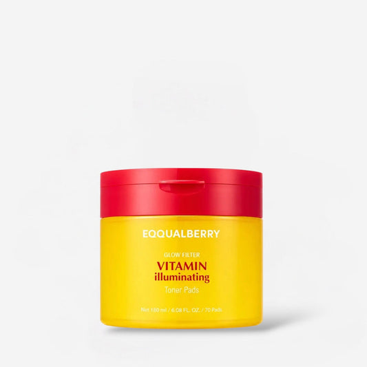 Eqqualberry Vitamin Illuminating Toner Pads (70 Pads) وسادات تونر إيكوالبيري المغذية والمُضيئة بالفيتامينات - Princess Cosmetics Qatar