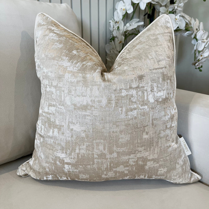 Evelyn Cream & Gold Metallic Patterned Cushion Cover - 50x50cm Textiles