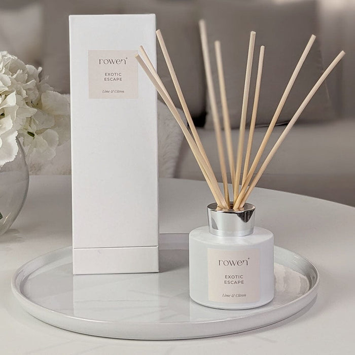 Exotic Escape White & Silver Reed Diffuser - Lime & Citron Fragrance