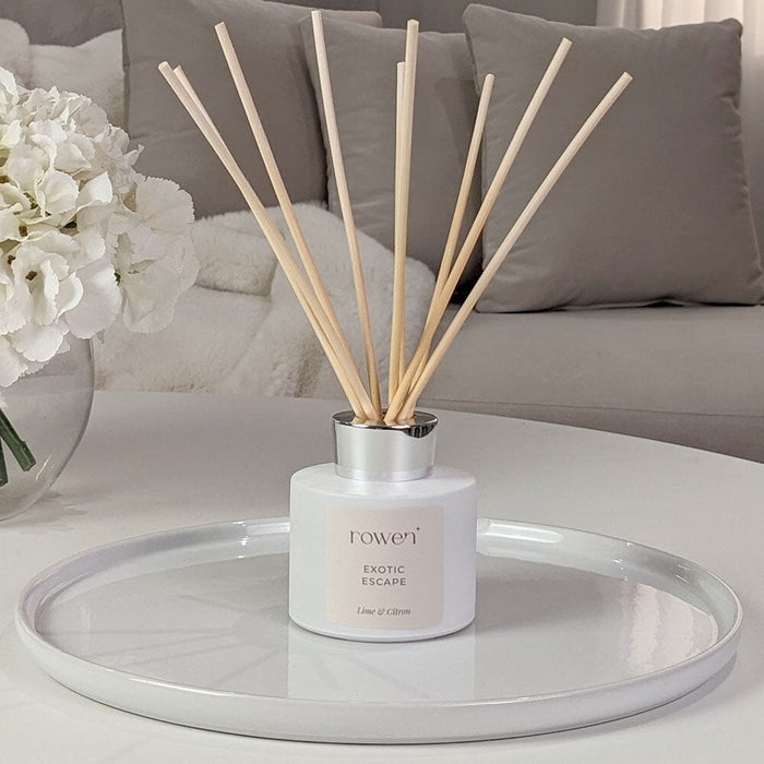 Exotic Escape White & Silver Reed Diffuser - Lime & Citron Fragrance