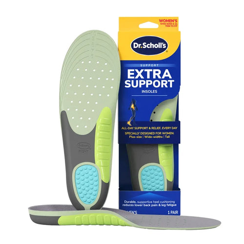 Extra Support insoles set with light green top and gray arch support base