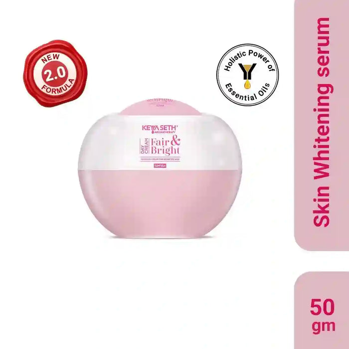 Fair & Bright Day Cream SPF 15+, Skin Brightening & Whitening, with Vitamin C, B3 & B6 Moisturizer with Lavender & Geranium Essential Oil - Keya Seth Aromatherapy