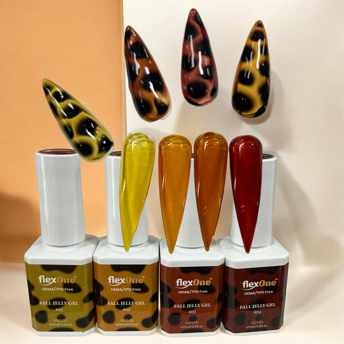 Fall Jelly Gel - Tortoise Nails Art - 4 Jelly Gel Design 15ml Nail Polish