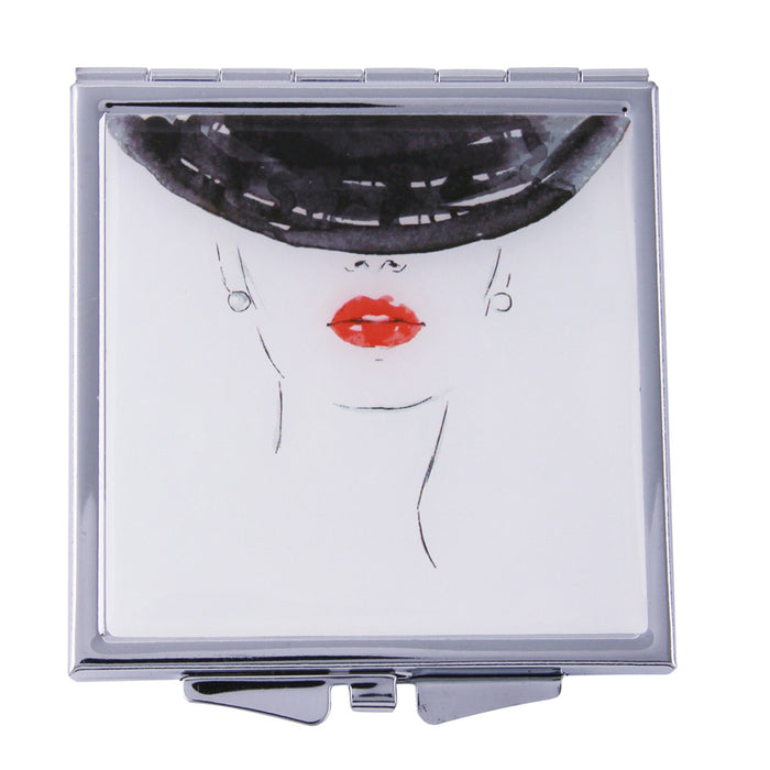 Fancy Metal Goods Ladies Hat Mirror Compact V1