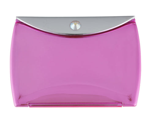 Fancy Metal Goods Metallic Pink Mirror Compact Envelope 3x Mag with Swarovski Crystal Elements