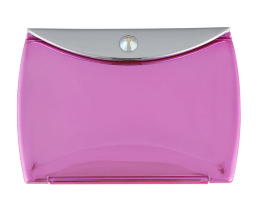 Fancy Metal Goods Metallic Pink Mirror Compact Envelope 3x Mag with Swarovski Crystal Elements