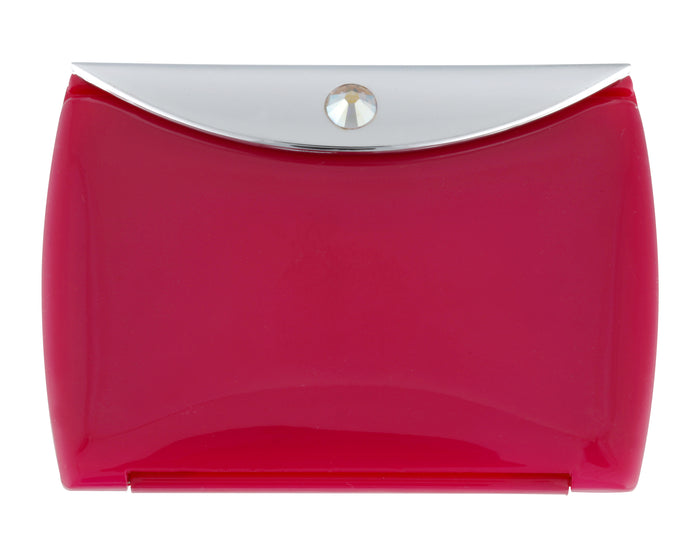 Fancy Metal Goods Pink Mirror Compact Envelope 3x Mag with Swarovski Crystal