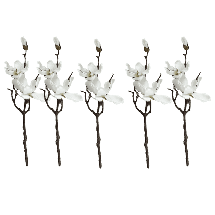 Faux White Magnolia Single Stem Floral - Set of 5 Accessories