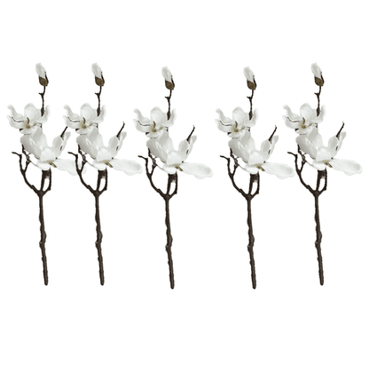 Faux White Magnolia Single Stem Floral - Set of 5 Accessories
