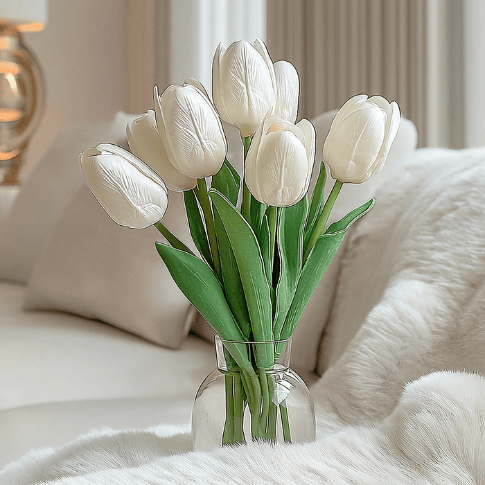 Faux White Tulips Bunch of 8 Flowers Accessories