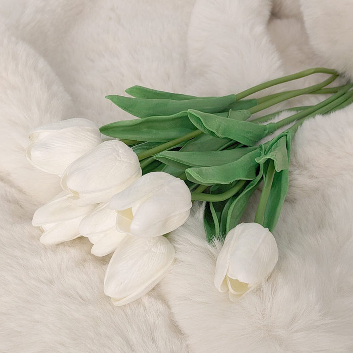 Faux White Tulips Bunch of 8 Flowers Accessories