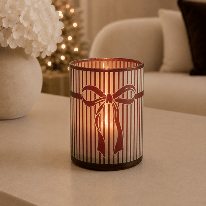Festive Red Striped Candle Holder Accessories