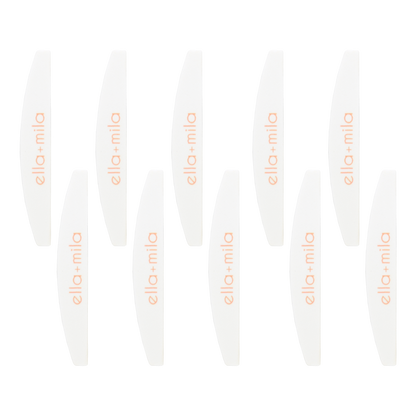 Ten white half-moon file buffers arranged in rows