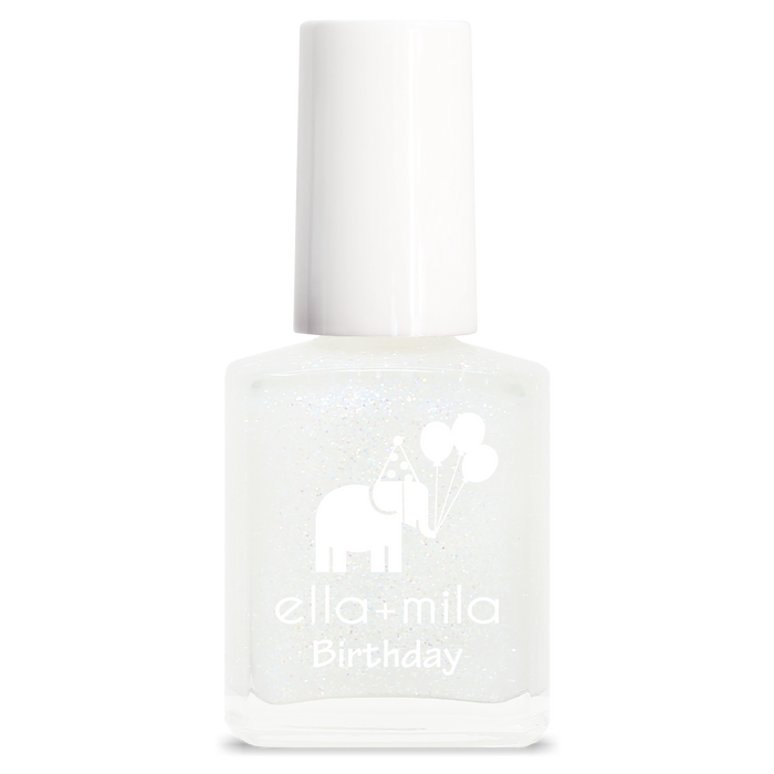 First Birthday iridescent micro glitter nail polish bottle – ella+mila Birthday