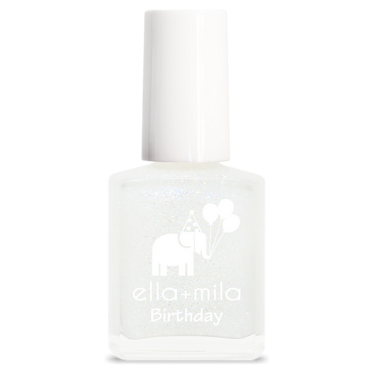 First Birthday iridescent micro glitter nail polish bottle – ella+mila Birthday