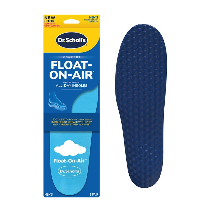 Blue comfort insole with textured underside, all-day cushioning, 1 pair