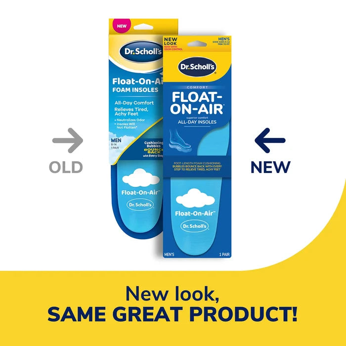 Men’s Dr. Scholl’s comfort insole box with blue all-day foam cushioning