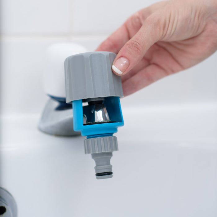 Flopro Indoor Multi-Tap Connector on bath tap
