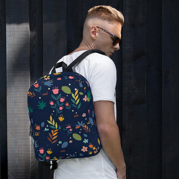Floral Backpack (Navy) - Billyforce Shop