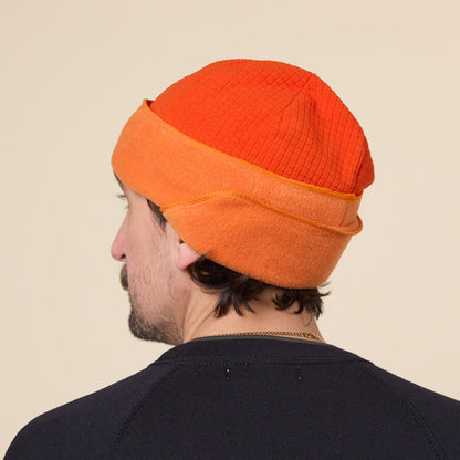 Found Feather - City Beanie Grid x Fleece - Orange