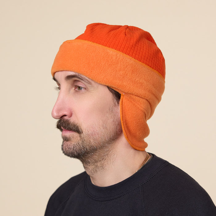 Found Feather - City Beanie Grid x Fleece - Orange