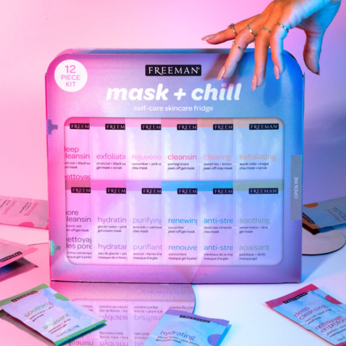 FREEMAN 12PCS Mask + Chill Self-Care Skincare Fridge مجموعة ماسكات للعناية بالبشرة من فريمان