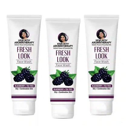 Fresh Look Blackberry & Tea Tree Face Wash, Mild, Hydrating, Moisturizing Foaming, Oily & Combination Skin - Keya Seth Aromatherapy