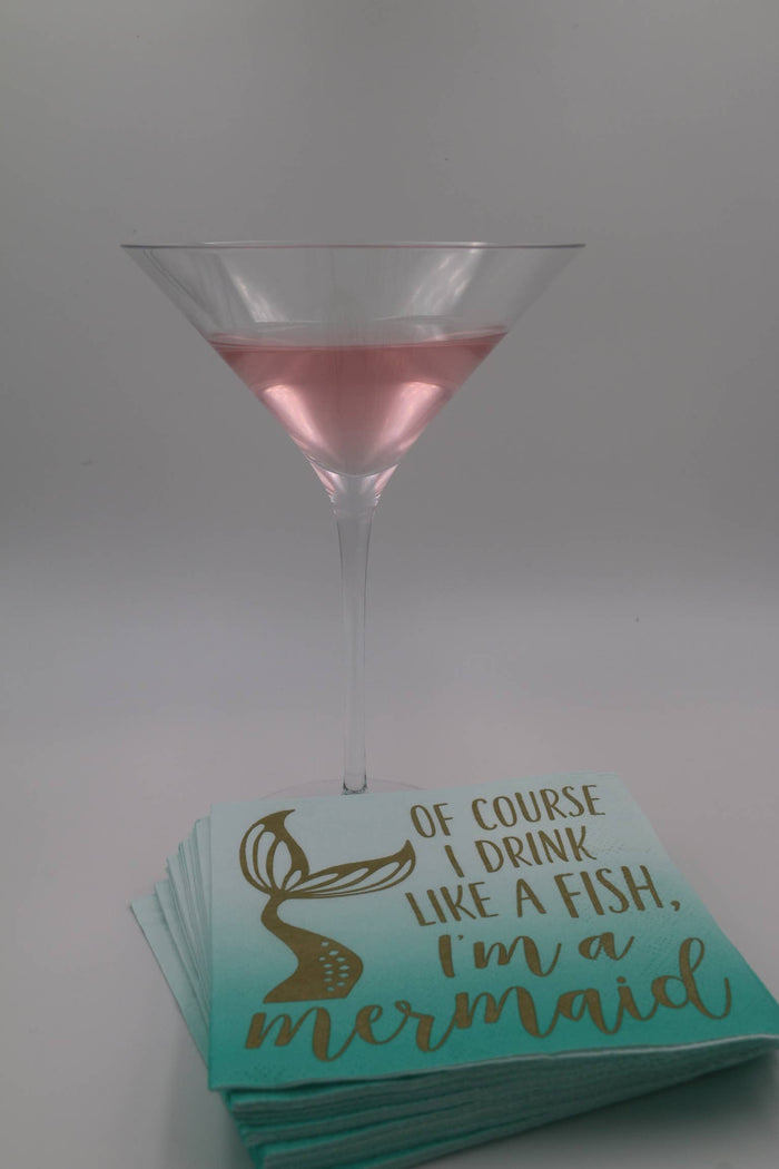 Set of 20 funny cocktail napkins with "I'm a Mermaid" print, perfect for bar or party decor, by soiree-sisters.