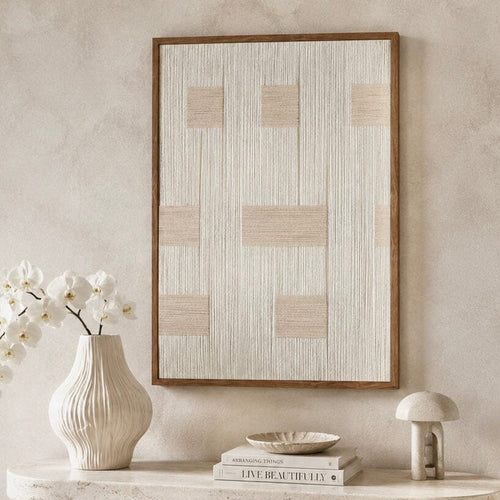 Fusion Beige & Cream Thread Framed Wall Art Accessories