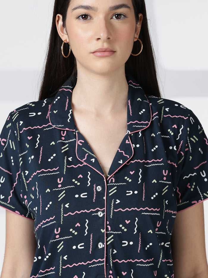 Printed premium hosiery cotton nighty for women