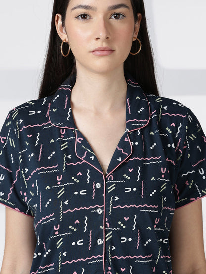 Printed premium hosiery cotton nighty for women