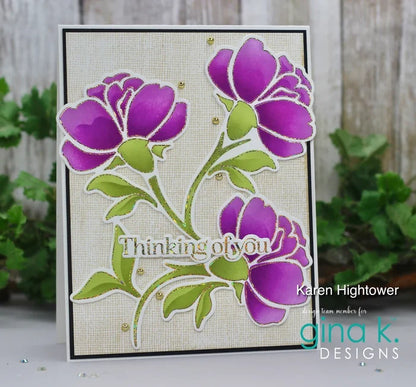 Gina K. Designs - BUNDLE Stencil & Die Set - Autumn Delight Available at Embellish Away in Bowmanville Ontario Canada. Example by Karen Hightower.