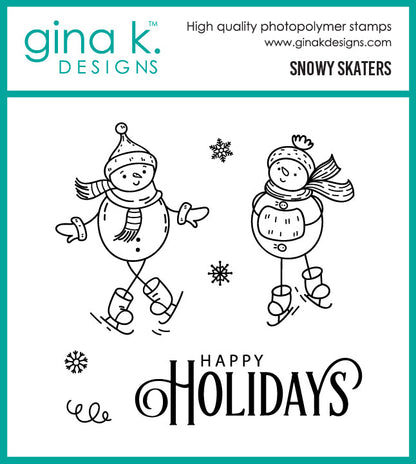 Gina K. Designs - Stamp and Die - Snowy Skaters. Available at Embellish Away located in Bowmanville Ontario Canada.