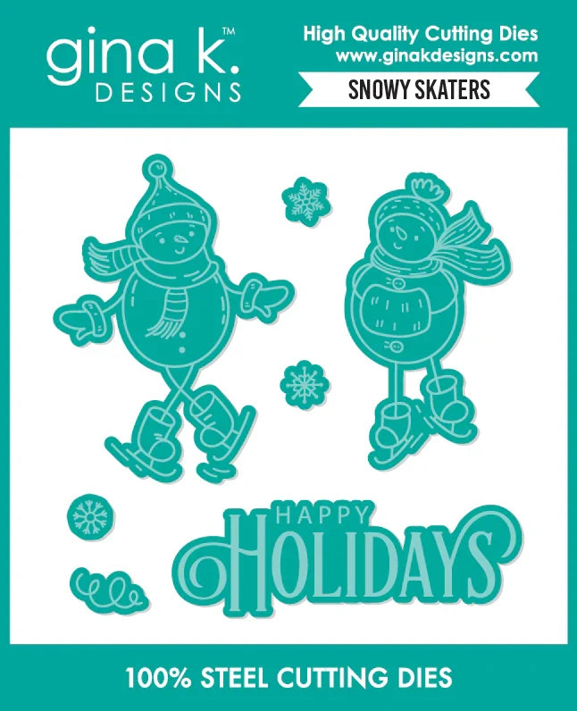 Gina K. Designs - Stamp and Die - Snowy Skaters. Available at Embellish Away located in Bowmanville Ontario Canada.