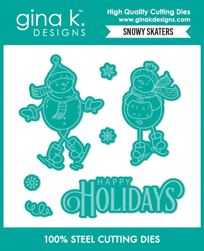 Gina K. Designs - Stamp and Die - Snowy Skaters. Available at Embellish Away located in Bowmanville Ontario Canada.
