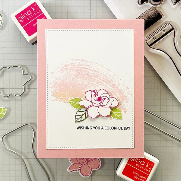 Gina K. Designs - Stamp &amp; Die Set - Always Thinking of You. Always Thinking of You is a stamp set by Lisa Hetrick. This set is made of premium clear photopolymer and measures 6" X 8". Made in the USA. Available at Embellish Away located in Bowmanville Ontario Canada. Examples for personal use by Lisa Hetrick.
