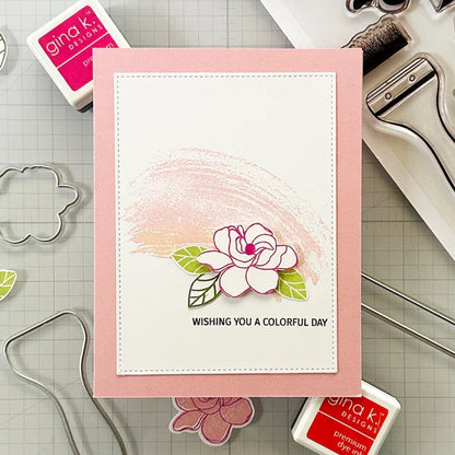 Gina K. Designs - Stamp &amp; Die Set - Always Thinking of You. Always Thinking of You is a stamp set by Lisa Hetrick. This set is made of premium clear photopolymer and measures 6" X 8". Made in the USA. Available at Embellish Away located in Bowmanville Ontario Canada. Examples for personal use by Lisa Hetrick.