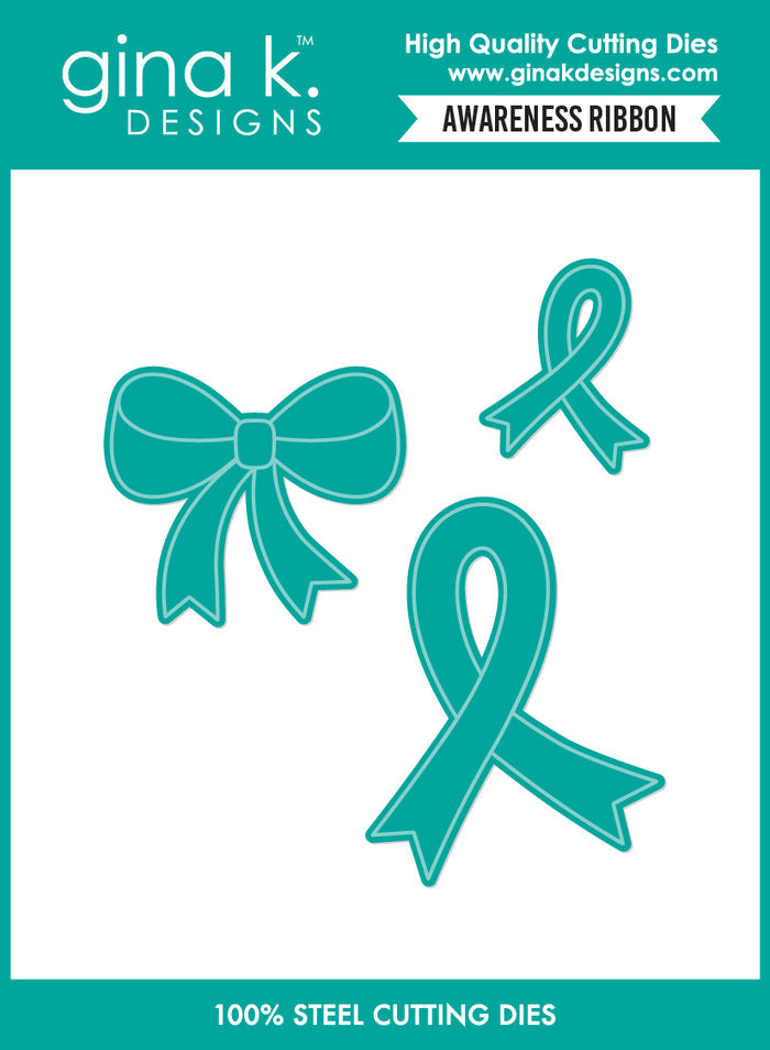 Gina K. Designs - Stamp & Die Set - Awareness Ribbon. Set by Beth Silaika. At Embellish Away in Bowmanville Ontario Canada.
