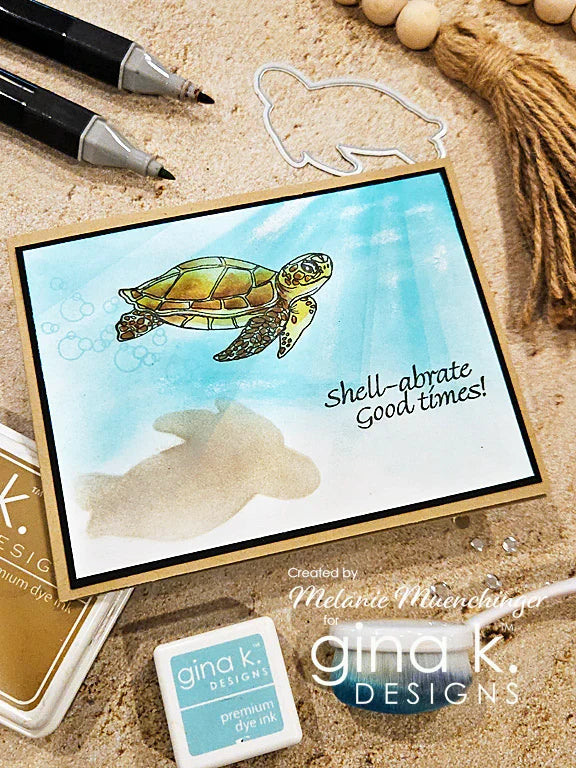 Gina K. Designs - Stamp &amp; Die Set - Beautiful Day. Beautiful Day is a stamp set by Gina K Designs. This set is made of premium clear photopolymer and measures 6" X 8". Made in the USA. Available at Embellish Away located in Bowmanville Ontario Canada. Card example by Melanie Muenchinger.