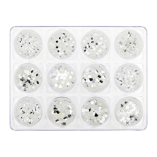 Glitter Set - NGS-013 - Silver Shapes   Naio Nails