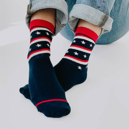 Pretty Simple God Bless America USA Socks featuring patriotic flag design and comfortable fabric, perfect for showing national pride.